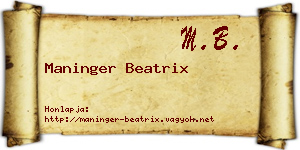 Maninger Beatrix névjegykártya